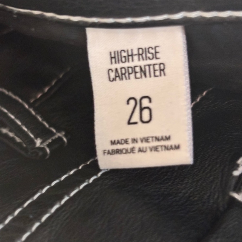 BDG Urban Outfitters Faux Leather Carpenter Pants Black High Rise Straight Leg S - Picture 8 of 10